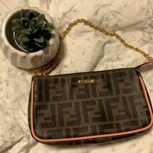 Authentic Fendi wristlet zucca pochette pouch